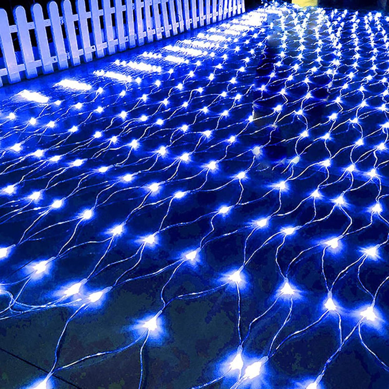 Outdoor Christmas Net Lights, 4.9Ft X 4.9Ft 96 LED Fairy String Light with 8 Lighting Modes, Connectable Light for Garden Tree Bushes, Holiday Wedding Party Decorations,Blue Home & Garden > Decor > Seasonal & Holiday Decorations Morttic 4.9ft*4.9ft Blue 