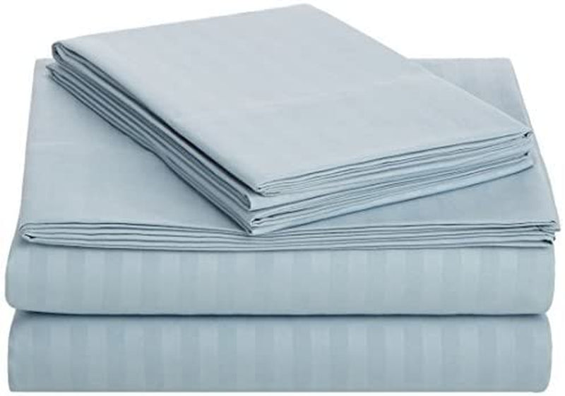 Deluxe Microfiber Striped Sheet Set, Bright White, Twin Home & Garden > Linens & Bedding > Bedding KOL DEALS Spa Blue 1-Pack Queen