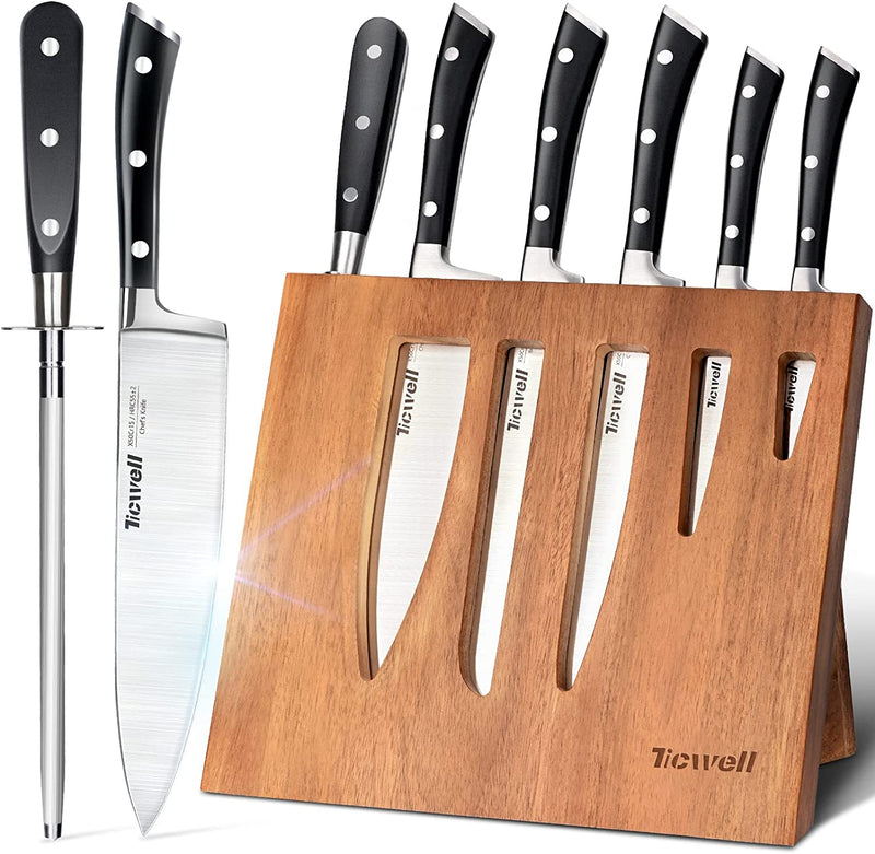 Knife Set TICWELL 16 Pieces Kitchen Knife Set, Professional Chef Kitchen Knife Set with Block, High Carbon Stainless Steel Knife Block Set with Sharpener, Peeler and Shears Home & Garden > Kitchen & Dining > Kitchen Tools & Utensils > Kitchen Knives TICWELL 7PCS  