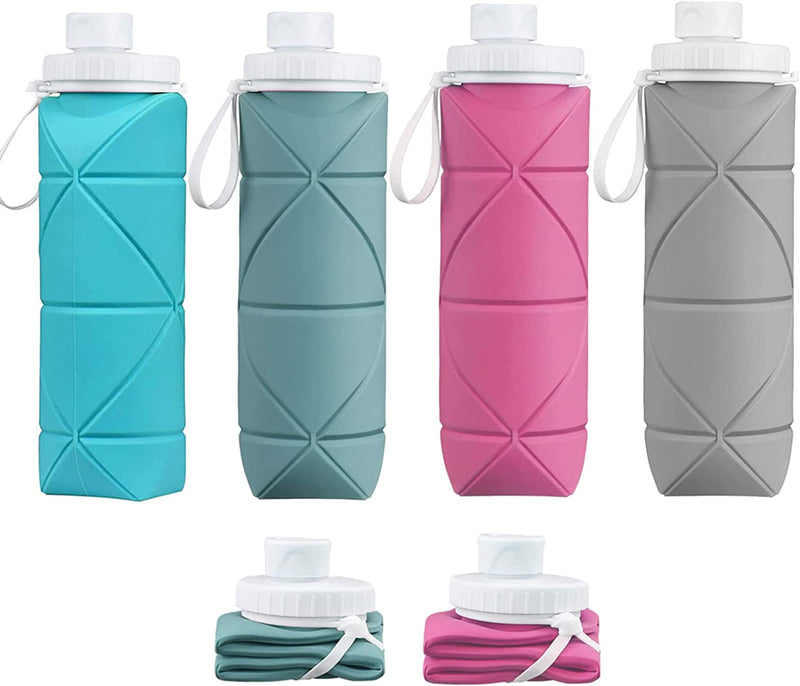 SPECIAL MADE 2Pack Collapsible Water Bottles Leakproof Valve Reusable BPA Free Silicone Foldable Water Bottle for Sport Gym Camping Hiking Travel Sports Lightweight Durable 20Oz 600Ml Sporting Goods > Outdoor Recreation > Winter Sports & Activities SPECIAL MADE Four color mix  