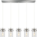 Foucasal Industrial Pendant Light with Clear Seeded Glass Shade, Mini Ceiling Light Fixture, Farmhouse Pendant Lighting for Kitchen Island Dining Room Bedroom Living Room, Black Metal Finish Home & Garden > Lighting > Lighting Fixtures foucasal 5-Light-Nickel  