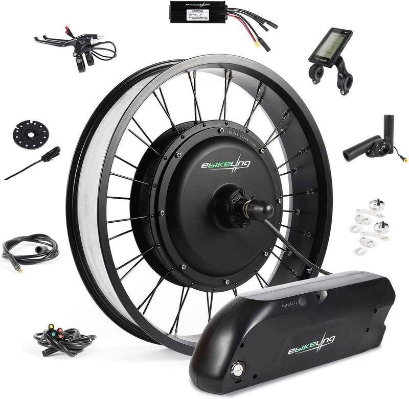 EBIKELING Waterproof Ebike Conversion Kit with Battery 20" Fat Tire Direct Drive Front or Rear Wheel Electric Bike Conversion Kit Ebike Battery & Charger Included 1500W 1200W Electric Bike for Adults Sporting Goods > Outdoor Recreation > Cycling > Bicycles EBIKELING 1200w / 48v 14ah Tiger Shark Rear 