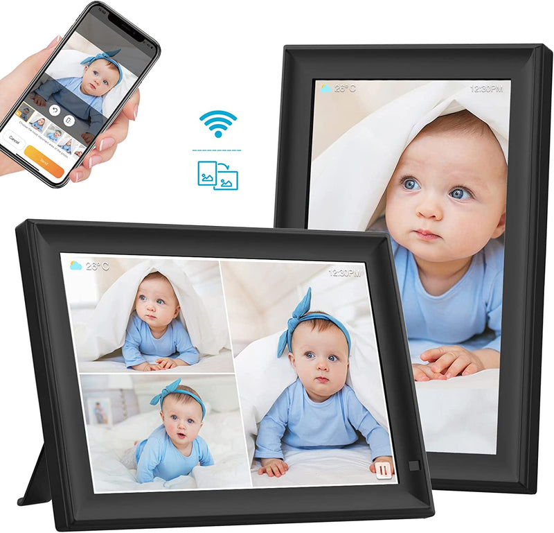 FRAMEO 10.1 Inch Smart Wifi Digital Photo Frame 1280X800 IPS LCD Touch Screen, Auto-Rotate Portrait and Landscape, Built in 16GB Memory, Share Moments Instantly via Frameo App from Anywhere Home & Garden > Decor > Picture Frames akimart 10.1 inch BiuFrame Pro  