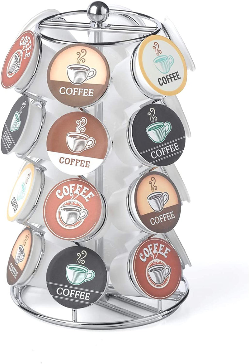 Nifty Coffee Pod Carousel – Compatible with K-Cups, 35 Pod Pack Storage, Spins 360-Degrees, Lazy Susan Platform, Modern Black Design, Home or Office Kitchen Counter Organizer Home & Garden > Household Supplies > Storage & Organization NIFTY 24 Pod Capacity|Chrome  