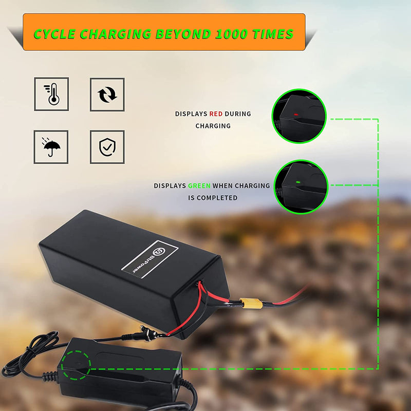 48V Ebike Battery - 10AH Li-Ion Battery Pack with 3A Charger and 20A BMS for Electric Bike Scooter Electric Motorcycle 200W 250W 350W 500W 750W 1000W Motor Sporting Goods > Outdoor Recreation > Cycling > Bicycles XIYINGSHIDAI   