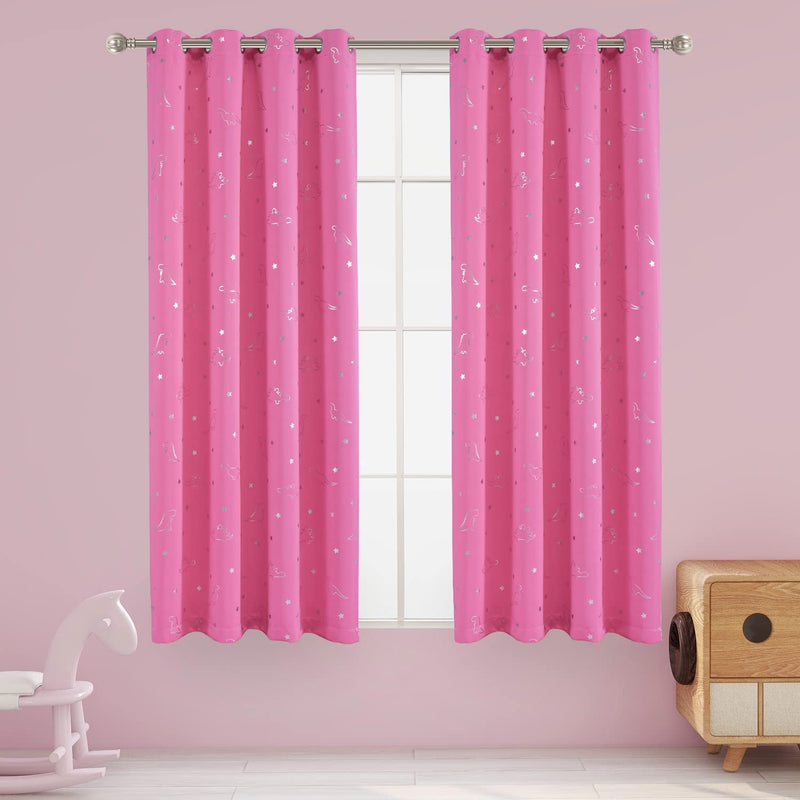 LORDTEX Dinosaur and Star Foil Print Blackout Curtains for Kids Room - Thermal Insulated Curtains Noise Reducing Window Drapes for Boys and Girls Bedroom, 42 X 84 Inch, Grey, Set of 2 Panels Home & Garden > Decor > Window Treatments > Curtains & Drapes LORDTEX Pink 52 x 45 inch 
