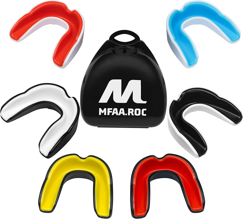 Mfaa.Roc Six Pieces Sports Mouthguard for Boxing MMA Rugby Taekwondo Lacrosse Jiu Jitsu Wrestling Karate Mouth Guard for Men Women Gear Mouthpiece for Youth Adults Gum Shield Double Colored with Case Sporting Goods > Outdoor Recreation > Winter Sports & Activities MFAA.ROC   