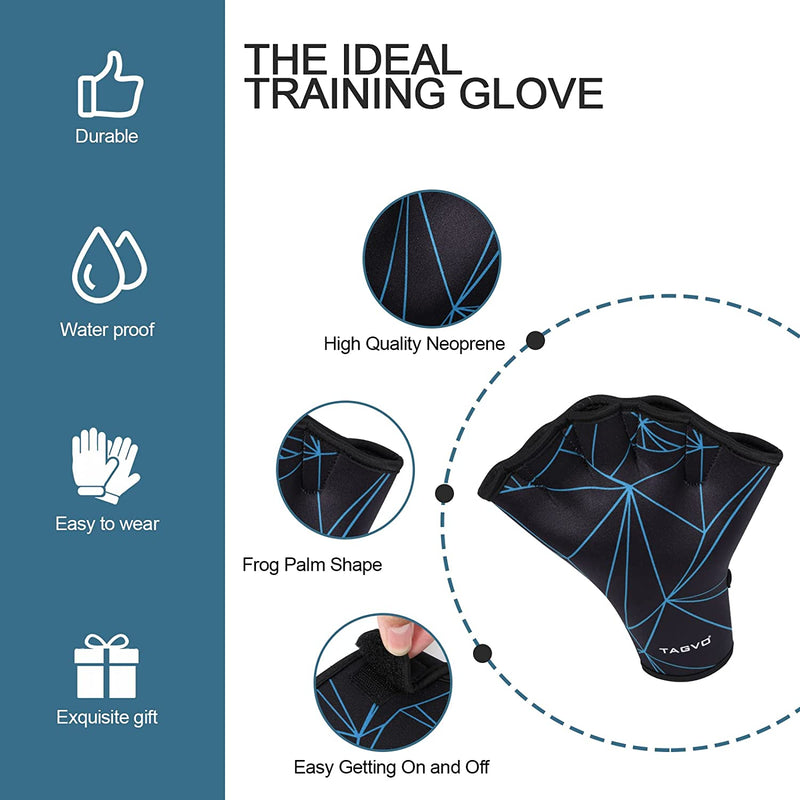 TAGVO Swimming Aquatic Gloves, Aquatic Gloves for Helping Upper Body Resistance, Webbed Swim Gloves Well Stitching, No Fading, Sizes for Men Women Adult Children Aqua Therapy, Pool Fitness Sporting Goods > Outdoor Recreation > Boating & Water Sports > Swimming > Swim Gloves TAGVO   