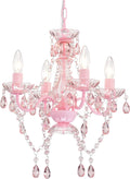 Mini Chandelier with Acrylic Crystals Pink Chandelier 4 Light Modern Chandelier for Girls Room Home & Garden > Lighting > Lighting Fixtures > Chandeliers LaLuLa Baby Pink  