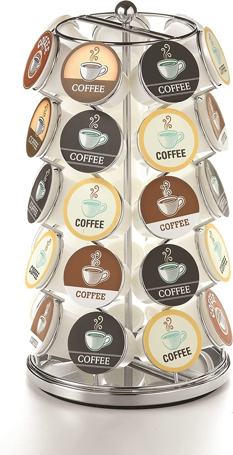 Nifty Coffee Pod Carousel – Compatible with K-Cups, 35 Pod Pack Storage, Spins 360-Degrees, Lazy Susan Platform, Modern Black Design, Home or Office Kitchen Counter Organizer Home & Garden > Household Supplies > Storage & Organization NIFTY 35 Pod Capacity|Chrome  