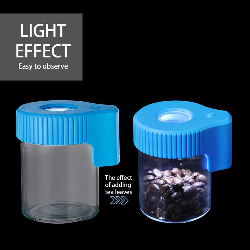 Honeypuff Magnifying Jar with Light, Light-Up LED Transparent Glass Air Tight Storage Jars Magnifying Viewing Jar (Blue) Home & Garden > Decor > Decorative Jars Honeypuff   