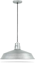 17-Inch Industrial Black Pendant Barn Light Fixture with 10Ft Adjustable Cord, Ceiling-Mounted Vintage Hanging Light Fixture for Indoor Use, 120V Hardwire, E26 Medium Base LED Compatible, UL Listed Home & Garden > Lighting > Lighting Fixtures HTM LIGHTING SOLUTIONS Galvanized 1-Pack 