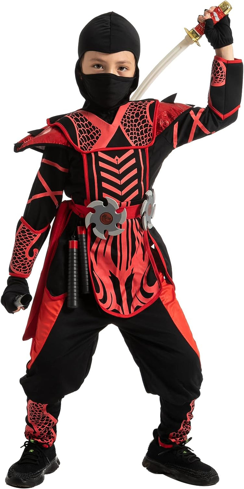 Spooktacular Creations Halloween Boy Ninja Costume, Red Dragon Outfit Set for Kids 12-14Yrs  Spooktacular Creations   