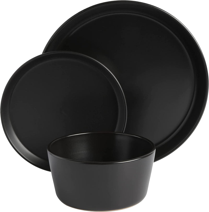 Gibson Soho Lounge Sofia Coupe Stoneware Dinnerware Set, Service for 4 (12Pcs), Black Home & Garden > Kitchen & Dining > Tableware > Dinnerware Gibson   