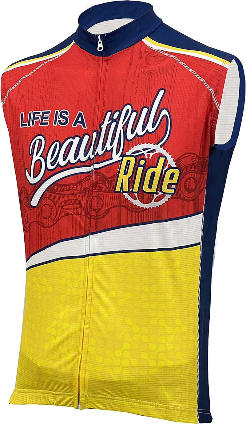 Life Is a Beautiful Ride II Men'S Sleeveless Cycling Jersey Sporting Goods > Outdoor Recreation > Cycling > Cycling Apparel & Accessories Peak 1 Sports Small  