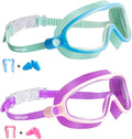 Swim Goggles 2 Pack Anti-Fog Anti-Uv Wide View Swimming Goggles for Kids 3-15 Sporting Goods > Outdoor Recreation > Boating & Water Sports > Swimming > Swim Goggles & Masks Seago Lightgreen & Purple  