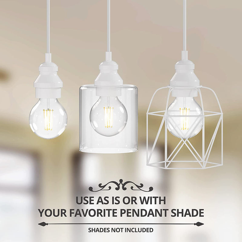 DIY White Mini Pendant Hanging Light Kit-Use with or without Shade (Not Inluded)-Etl Listed Ceramic Lamp E26 E27-Matching Canopy and Adjustable Cord-For Kitchen Island Bar Entry Foyer Home & Garden > Lighting > Lighting Fixtures Ella Gancz   