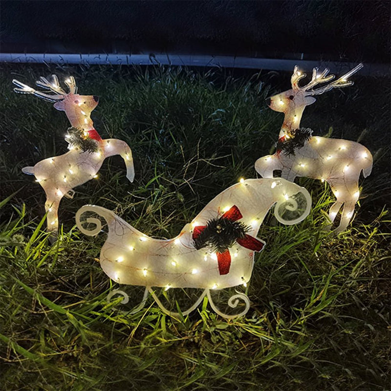 Lajitongtong Christmas Light up Reindeer Snowman, Set of 3 Lighted Reindeer Snowman Yard Outdoor Decoration with Warm White LED Lights Home & Garden > Decor > Seasonal & Holiday Decorations& Garden > Decor > Seasonal & Holiday Decorations Lajitongtong   