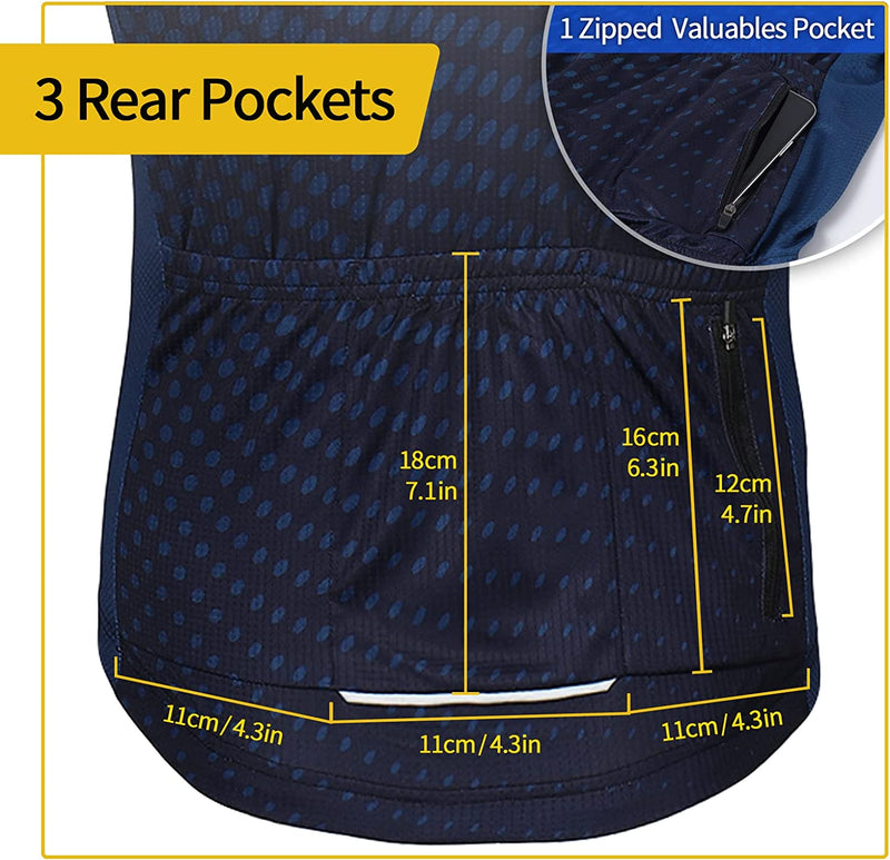 ARSUXEO Men'S Cycling Jersey Short Sleeves Mountain Bike Shirt MTB Top Zipper Pockets Reflective