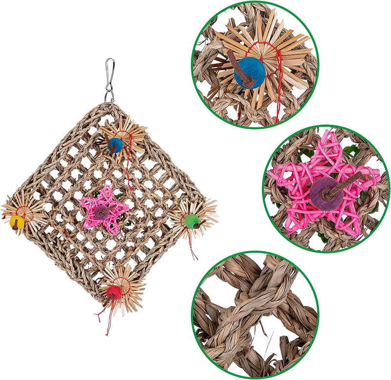 Kewkont Bird Parrot Toys,Seagrass Foraging Wall Toy for Birds，Suitable for Small Parakeets,Budgie,Macaws,Conures,Finches,Love Birds