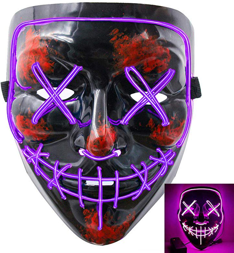 Tagital Halloween Mask LED Light up Funny Masks the Purge Movie Scary Festival Costume Apparel & Accessories > Costumes & Accessories > Masks Tagital Purple  