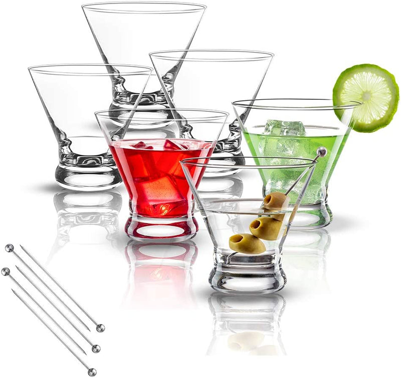 Stemless Martini Glasses Set of 6 with Extra 6 Cocktail Picks, Hand Blown Crystal Martini Glasses，Lead-Free 8Oz Manhattan Glasses for Cocktails, Cosmopolitan Martini Glasses with Sturdy Base Home & Garden > Kitchen & Dining > Barware SOGLIT 12 Piece Set  