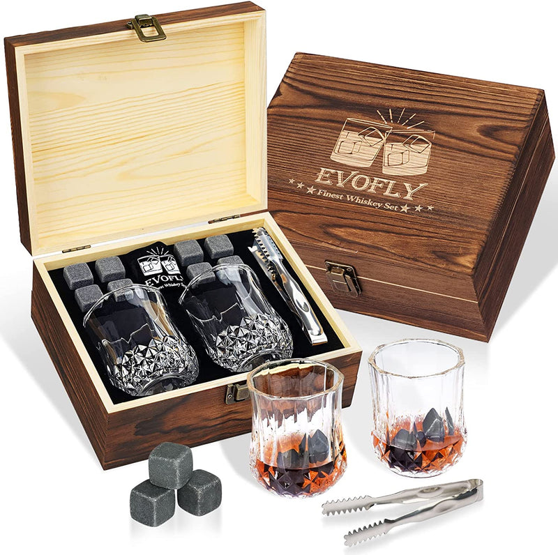 Gifts for Men Dad Husband, Christmas Stocking Stuffers Gifts, Stainless Steel Whiskey Glasses and Whiskey Stones Set Birthday for Him Boyfriend, Cool Burbon Scotch Cocktail Set Gifts