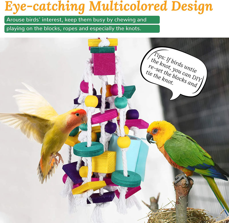 Pawaboo Pet Bird Chewing Toys, Parrot Cage Bite Toys, Bird Tearing Entertaining Toys, Multicolored Wooden Block Tearing Toys for Small and Medium Parrots and Pet Birds, Colorful Animals & Pet Supplies > Pet Supplies > Bird Supplies > Bird Toys Pawaboo   