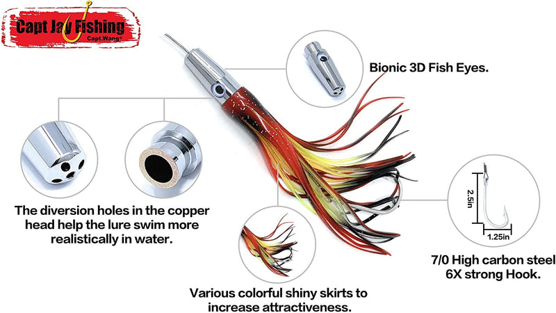 Capt Jay Fishing Torpedo High Speed Wahoo Trolling Lures Wire Cable Rigged Wahoo Lures Sporting Goods > Outdoor Recreation > Fishing > Fishing Tackle > Fishing Baits & Lures Capt Jay Fishing   