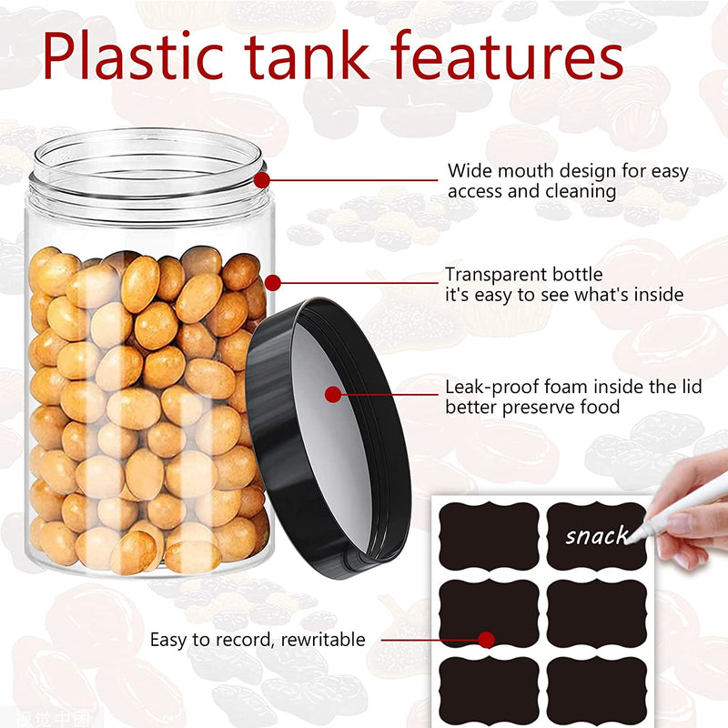 Plastic Jars with Lids 20Pcs 14 Oz Clear Plastic Slime Storage Jars Containers with Airtight Leak Proof Black Plastic Screw on Lids Cylinder Clear round Jars Easy Clean Food Grade Durable PET… Home & Garden > Decor > Decorative Jars Hajoyful   