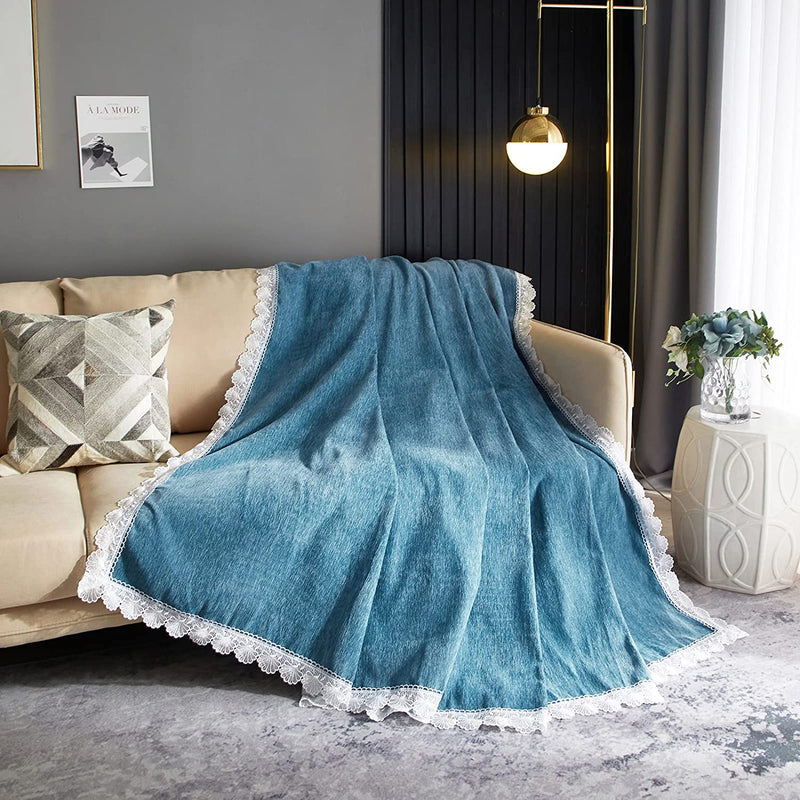 ROOMLIFE Smog Blue Sofa Covers Soft Chenille Sofa Slipcover Sectional Couch Covers for 3 Cushion Couch,Recliner Chair-Comfy Couch Cover for Dogs Universal Sofa Cover Furniture Protector, 71"X134" Home & Garden > Decor > Chair & Sofa Cushions ROOMLIFE   