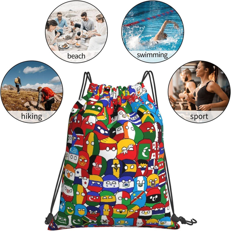 Countryball Drawstring Bag Sports Fitness Bag Travel Bag Gift Bag Home & Garden > Household Supplies > Storage & Organization Betty   