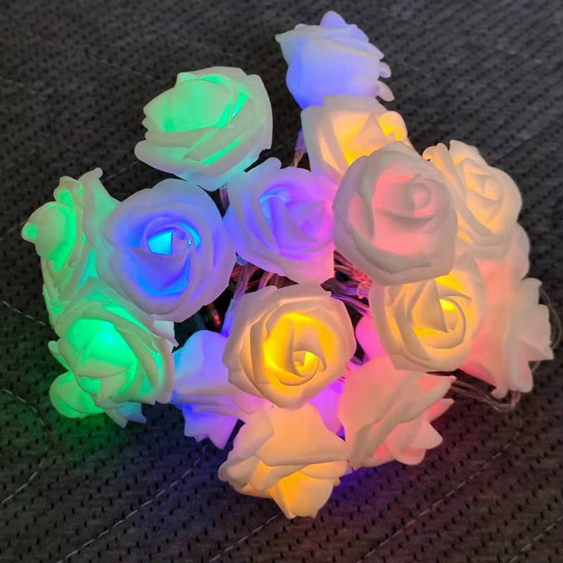 Fyearfly Rose String Lights, 10 LED Battery Operated Romantic Color Rose Lights String, 5Ft Artificial Flowers Garland Led Lights for Valentine'S Day Wedding Indoor Outdoor Festival Party Decor
