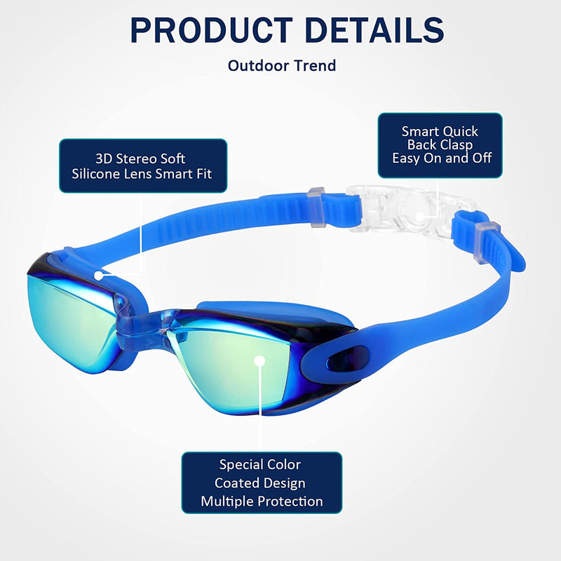 JJEOO Swim Goggles Polarized Swimming Goggles No Leaking Anti-Fog Goggles for Women Men Adult Youth Sporting Goods > Outdoor Recreation > Boating & Water Sports > Swimming > Swim Goggles & Masks JJEOO   