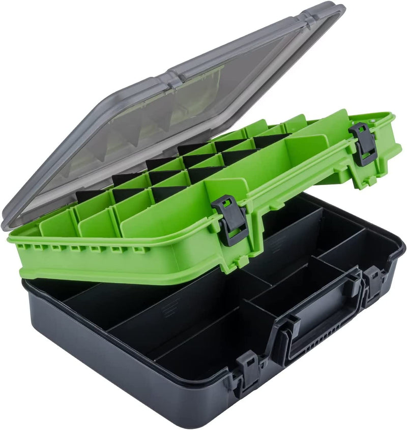 THKFISH Fishing Tackle Box Organizer Double Layer Tackle Storage Fishing Boxes Outdoor Box with Adjustable Dividers 14.96 * 10.23 * 4.5In Sporting Goods > Outdoor Recreation > Fishing > Fishing Tackle THKFISH GREEN  