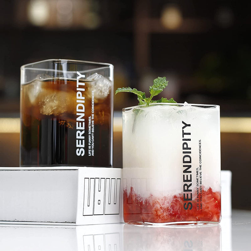 LUXU Drinking Glasses 8 Oz,Thin Square Glasses Set of 2,Pint Glass,Glass Drink Tumblers,Elegant Bar Glassware for Water,Juice,Beer,High Temperature Applique Process It'S Not Easy to Fall Off Home & Garden > Kitchen & Dining > Tableware > Drinkware LUXU   