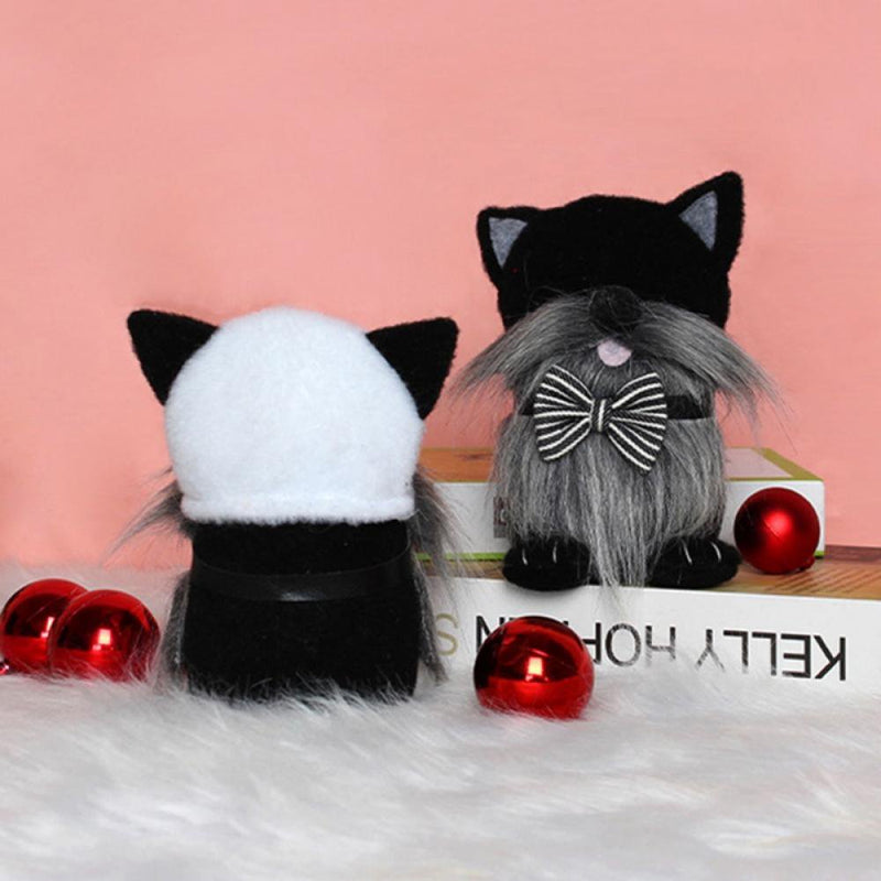 Hamlinson Black Cat Gnome Plush - Handmade Swedish Tomte Cat Faceless Doll with Bow Cute Scandinavian Cat Plush Doll for Home Party Wedding Valentine'S Day Decor Best Gifts for Cat Lover Home & Garden > Decor > Seasonal & Holiday Decorations Hamlinson   