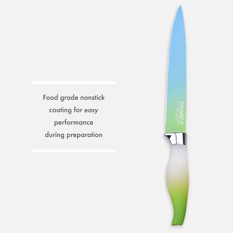 FASAKA 6 Piece Colorful Knife Set - 5 Kitchen Knives with 1 Peeler - Non-Stick Stainless Steel Chef Knife Set - Rainbow Knives with round PP Handle, Display with Gift Box Home & Garden > Kitchen & Dining > Kitchen Tools & Utensils > Kitchen Knives FASAKA   