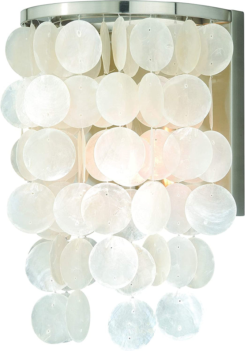 VAXCEL Elsa Satin Nickel Coastal Capiz Shell Mini Pendant Ceiling Light Home & Garden > Lighting > Lighting Fixtures VAXCEL 8 in  