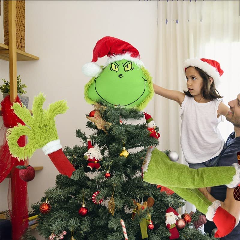 Grinch Christmas Tree Decoration, 3PCS Green Monster Decor Set, 23Inch Grinch Head Arms and Legs Plush Toys for Home Indoors Xmas Tree Oranment Home Home & Garden > Decor > Seasonal & Holiday Decorations& Garden > Decor > Seasonal & Holiday Decorations ULTHOOL 3PCS Head Arm Leg Set  