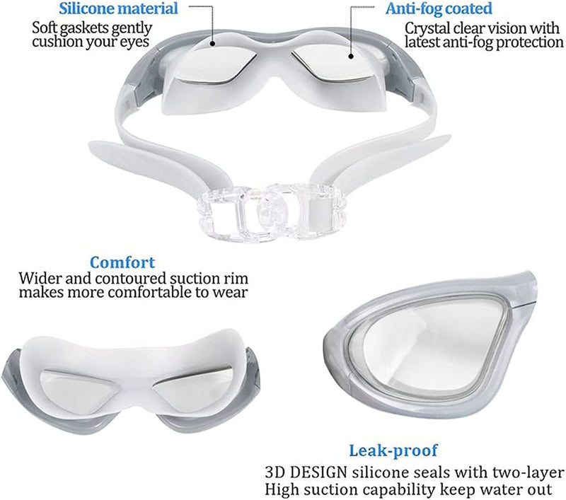 BIENKA N/A Adjustable Swimming Goggles Professional Swim Pool Glasses Waterproof Silicone Optical Electroplate Swim Eyewear for Kids Adult Goggles Sporting Goods > Outdoor Recreation > Cycling > Cycling Apparel & Accessories BIENKA   
