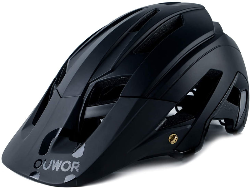 OUWOR Mountain Bike MTB Helmet for Adults and Youth Sporting Goods > Outdoor Recreation > Cycling > Cycling Apparel & Accessories > Bicycle Helmets OUWOR Black Large: 56-61 cm / 22-24 inch 