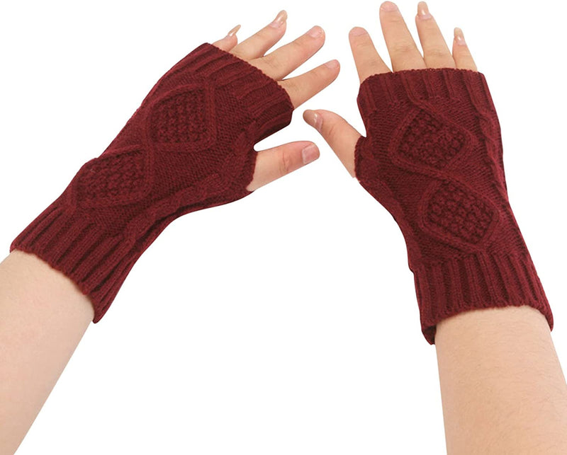 Gloves Mittens Women Women Fashion Knitted Plush Twist Windproof Warm Thickened Gloves Mittens Combo with Pocket Sporting Goods > Outdoor Recreation > Boating & Water Sports > Swimming > Swim Gloves Bmisegm Wine One Size 
