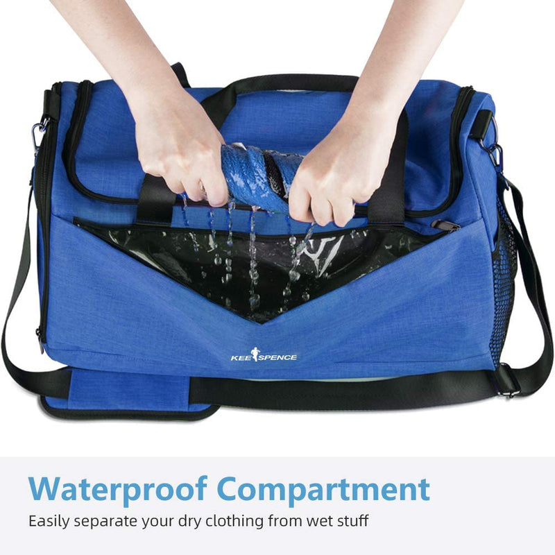Gym Duffle Bag, with Shoe Compartment and Wet Pocket for Women Swim Sports Travel Gym Bag, 19.3 Inch (Blue) Home & Garden > Household Supplies > Storage & Organization KEESPENCE   