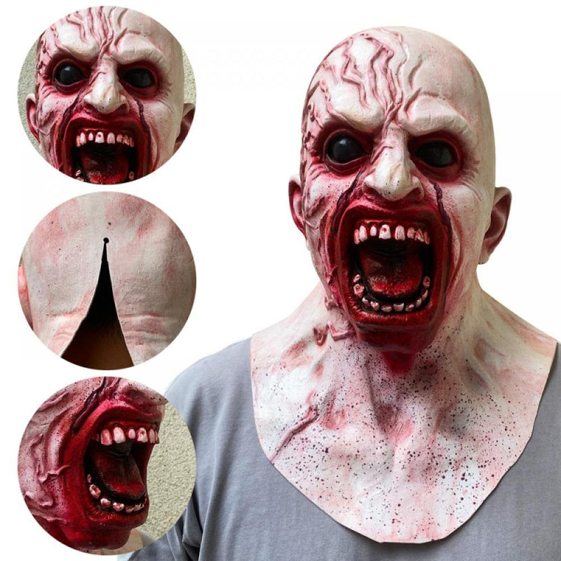 Mask Creepy Halloween Props Scary Realistic Face Mask for Adult Party Cosplay Costume Horror Decoration Props