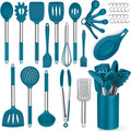 Herogo 30-Piece Cooking Utensils Set with Holder, Silicone Kitchen Utensils Set with Stainless Steel Handle, Heat Resistant Cooking Gadget Tools for Nonstick Cookware, Dishwasher Safe, Gray Home & Garden > Kitchen & Dining > Kitchen Tools & Utensils Herogo Blue  