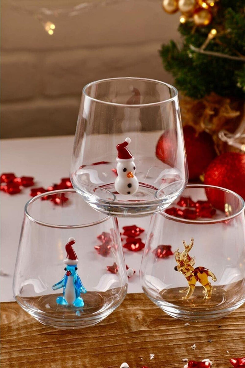 Set of 6 Christmas Stemless Wine Glass,17 Oz Merry Christmas Santa Snowman Elk Wine Glass, Christmas New Year Holiday Gifts for Men Women Friends Family Home & Garden > Kitchen & Dining > Tableware > Drinkware Potchen   