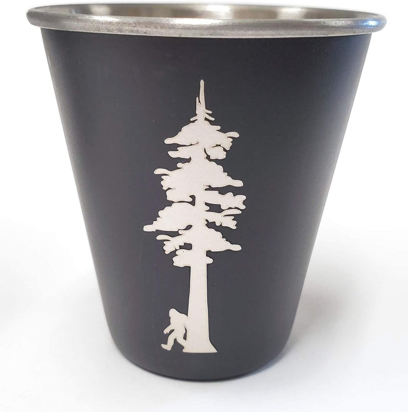 Sasquatch W/Redwood Tree Stainless Steel Shot Glass 4-Pack Home & Garden > Kitchen & Dining > Barware SQUATCH METALWORKS Bigfoot Redwood Tree  