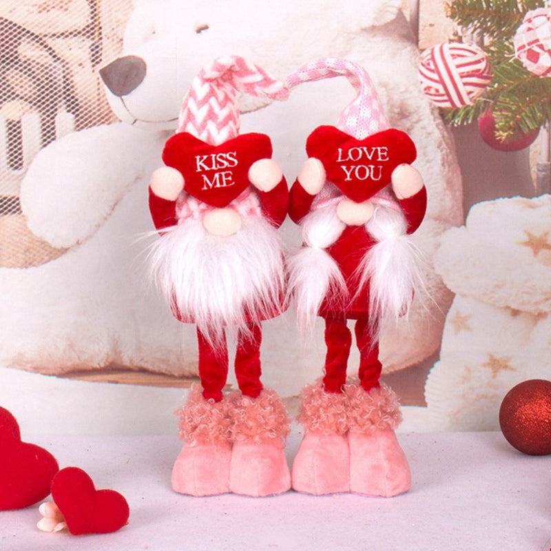 Love Faceless Gnome Handmade Table Ornament Dwarf Doll Valentine'S Present Valentine'S Day Decoration Home & Garden > Decor > Seasonal & Holiday Decorations Popfeel 3.94*2.36*13.78" B3 