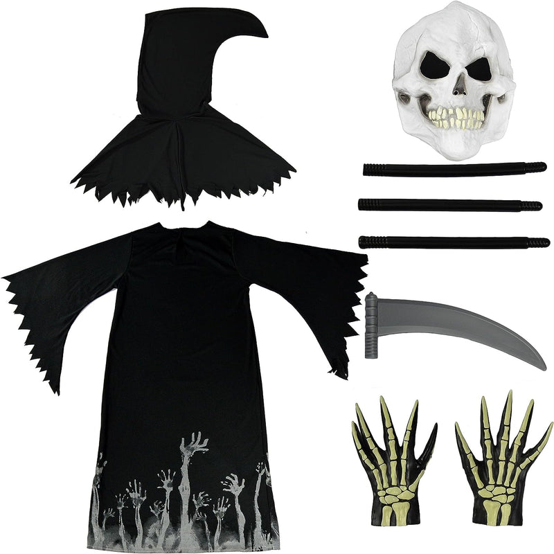 Spooktacular Creations Kids Grim Reaper Glow in the Dark Deluxe Phantom Costume, Halloween Grim Reaper Costume for Party  Spooktacular Creations   